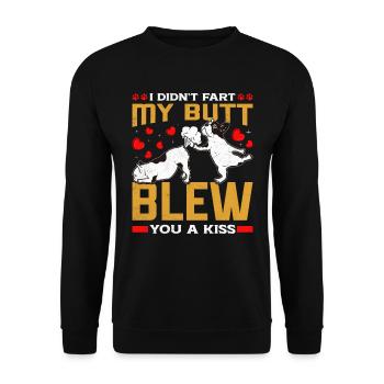 Frenchie DID'T FART MY BUTT BLEW YOU A KISS Lustig - Unisex Sweatshirt - black - Front - Alina (178cm) & Michal (187cm)