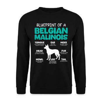 Belgischer Schäferhund BLUEPRINT OF A BEGLIAN - Unisex Pullover - Schwarz - Vorne - Alina (178cm) & Michal (187cm)