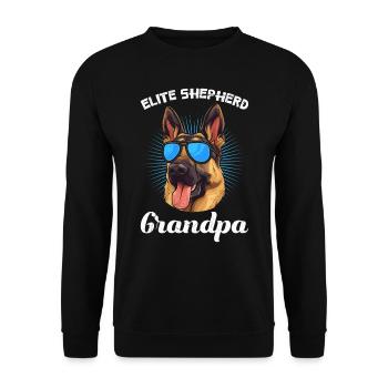 German Shepherd Man ELITE SHEPHERD GRANDPA German - Unisex Sweatshirt - black - Front - Alina (178cm) & Michal (187cm)