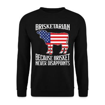 Grillfreunde BRISKETARIAN Fleischliebhaber Lustig - Unisex Pullover - Schwarz - Vorne - Alina (178cm) & Michal (187cm)