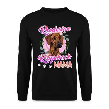 RHODESIAN RIDGEBACK MAMA Hundefan Ridgeback - Unisex Pullover - Schwarz - Vorne - Alina (178cm) & Michal (187cm)