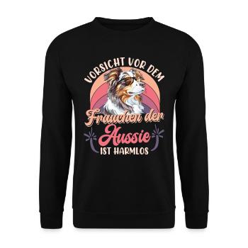 Australian Shepherd BEWARE OF THE MISTRESS - Unisex Sweatshirt - black - Front - Alina (178cm) & Michal (187cm)
