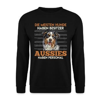 Aussie MOST DOGS HAVE OWNERS AUSSIES - Unisex Sweatshirt - black - Front - Alina (178cm) & Michal (187cm)