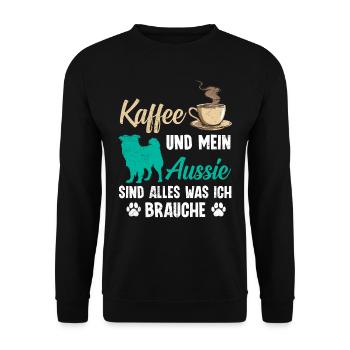 Aussie COFFEE AND MY AUSSIE EVERYTHING I NEED - Unisex Sweatshirt - black - Front - Alina (178cm) & Michal (187cm)