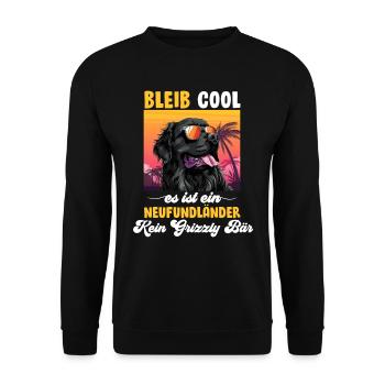 Newfie BLEIB COOL KEIN GRIZZLY BÄR NUR EIN - Unisex Pullover - Schwarz - Vorne - Alina (178cm) & Michal (187cm)