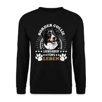 BORDER COLLIE LIEBHABER FÜRS LEBEN Hundebesitzer - Unisex Pullover - Schwarz - Vorne - Alina (178cm) & Michal (187cm)
