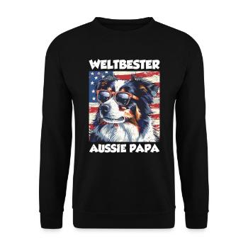 Australian Shepherd WORLD'S BEST AUSSIE DAD - Unisex Sweatshirt - black - Front - Alina (178cm) & Michal (187cm)