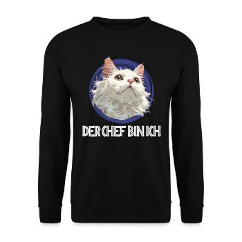 Turkish Van DER CHEF BIN ICH Lustiges Turkish Van - Unisex Pullover - Schwarz - Vorne - Alina (178cm) & Michal (187cm)