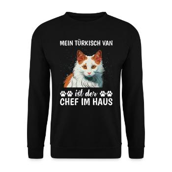 Propriétaire de chat MON VAN TURC EST LE PATRON - Sweat-shirt Unisexe - noir - Devant - Alina (178cm) & Michal (187cm)