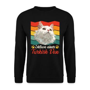 Katzenbesitzer SKLAVE EINER TURKISH VAN Vintage - Unisex Pullover - Schwarz - Vorne - Alina (178cm) & Michal (187cm)
