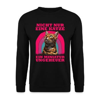 Bengalkatze NICHT NUR EINE KATZE MINIATUR - Unisex Pullover - Schwarz - Vorne - Alina (178cm) & Michal (187cm)