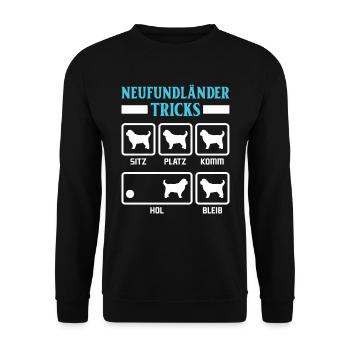 NEUFUNDLÄNDER TRICKS Lustiges Newfie Hundebesitzer - Unisex Pullover - Schwarz - Vorne - Alina (178cm) & Michal (187cm)