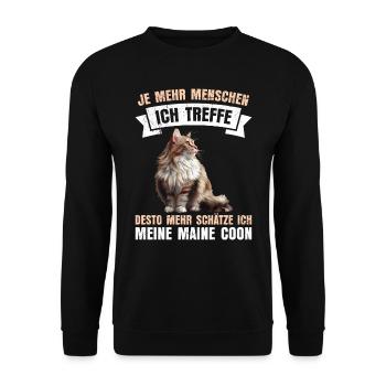 Maine Coon THE MORE PEOPLE I MEET GUESS - Unisex Sweatshirt - black - Front - Alina (178cm) & Michal (187cm)