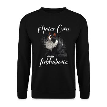MAINE COON LIEBHABERIN Katzenmama Maine Coon - Unisex Pullover - Schwarz - Vorne - Alina (178cm) & Michal (187cm)