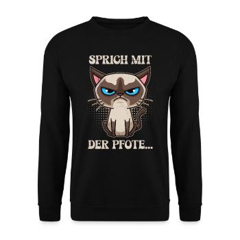 Chats siamois coquins PARLEZ AVEC VOTRE PATTE... Amusement - Sweat-shirt Unisexe - noir - Devant - Alina (178cm) & Michal (187cm)