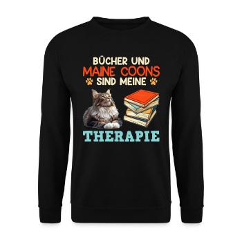BOOKS AND MAINE COONS ARE MY THERAPY Main - Unisex Sweatshirt - black - Front - Alina (178cm) & Michal (187cm)