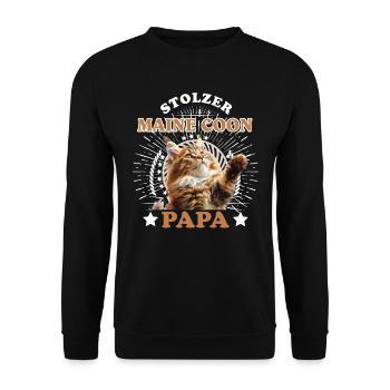 Katzenpapa MAINE COON STOLZER MAINE COON - Unisex Pullover - Schwarz - Vorne - Alina (178cm) & Michal (187cm)