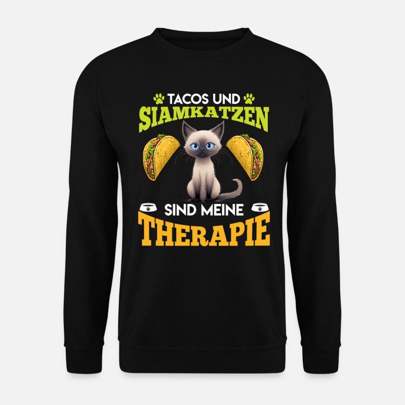 TACOS UND SIAMKATZEN SIND MEINE THERAPIE Lustiges - Unisex Pullover - Schwarz
