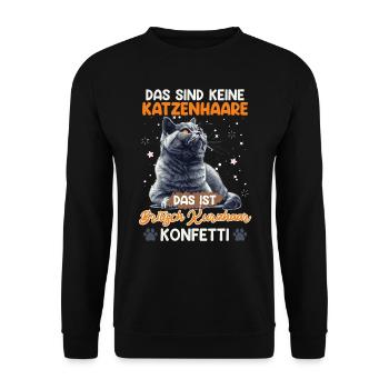 Britisch Kurzhaar KEINE HAARE BRITISCH KURZHAAR - Unisex Pullover - Schwarz - Vorne - Alina (178cm) & Michal (187cm)