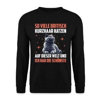 Britische Kurzhaar SO VIELE BRITISCHE KURZHAAR - Unisex Pullover - Schwarz - Vorne - Alina (178cm) & Michal (187cm)