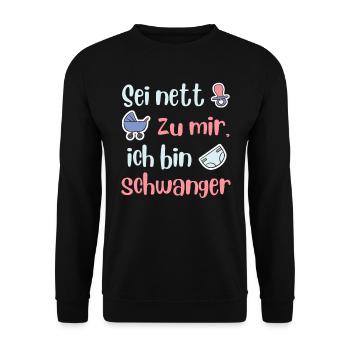 Future maman SOIS GENTILLE AVEC MOI JE SUIS ENCEINTE - Sweat-shirt Unisexe - noir - Devant - Alina (178cm) & Michal (187cm)