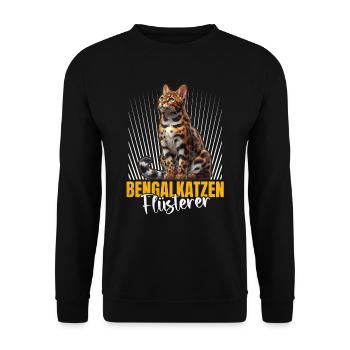 BENGALKATZEN FLÜSTERER Lustiges Bengalkatzen - Unisex Pullover - Schwarz - Vorne - Alina (178cm) & Michal (187cm)