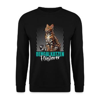 BENGALKATZEN FLÜSTERER Lustiges Bengalkatzen - Unisex Pullover - Schwarz - Vorne - Alina (178cm) & Michal (187cm)