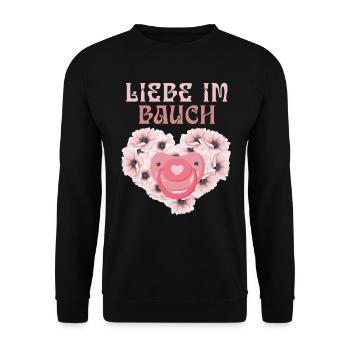Pregnant LOVE IN THE BELLY Expectant mothers - Unisex Sweatshirt - black - Front - Alina (178cm) & Michal (187cm)