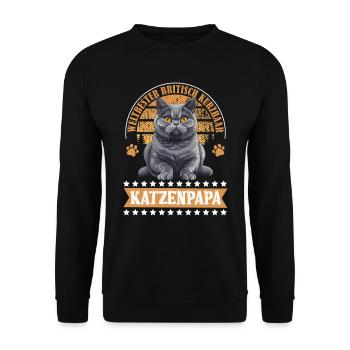 BRITISCH KURZHAAR KATZENPAPA Britisch Kurzhaar - Unisex Pullover - Schwarz - Vorne - Alina (178cm) & Michal (187cm)