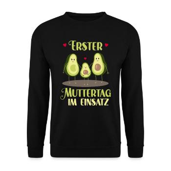 Mom FIRST MOTHER'S DAY IN ACTION Advocado - Unisex Sweatshirt - black - Front - Alina (178cm) & Michal (187cm)