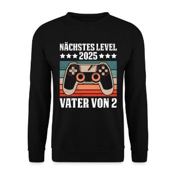 Futur père NEXT LEVEL 2025 PÈRE DE 2 - Sweat-shirt Unisexe - noir - Devant - Alina (178cm) & Michal (187cm)