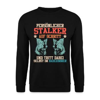 Border Collie HARCELEUR PERSONNEL SUIVEZ-VOUS - Sweat-shirt Unisexe - noir - Devant - Alina (178cm) & Michal (187cm)