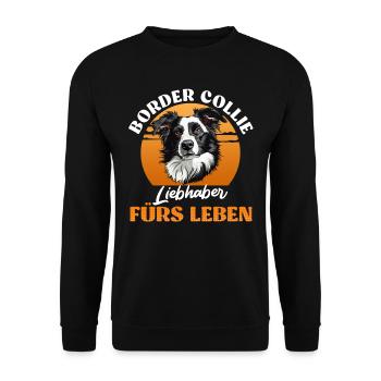 BORDER COLLIE LIEBHABER FÜRS LEBEN Lustiges - Unisex Pullover - Schwarz - Vorne - Alina (178cm) & Michal (187cm)