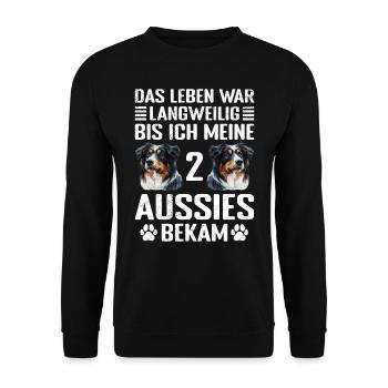 Australian Shepherd UNTIL I GOT MY 2 AUSSIES - Unisex Sweatshirt - black - Front - Alina (178cm) & Michal (187cm)