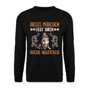 Australian Shepherd THIS GIRL LOVES HER - Unisex Sweatshirt - black - Front - Alina (178cm) & Michal (187cm)