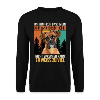 Boxer MEIN DEUTSCHER BOXER WEISS ZU VIEL LUSTIGES - Sweat-shirt Unisexe - noir - Devant - Alina (178cm) & Michal (187cm)