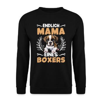 Maman Chien ENFIN MAMAN D’UN BOXER ALLEMAND - Sweat-shirt Unisexe - noir - Devant - Alina (178cm) & Michal (187cm)