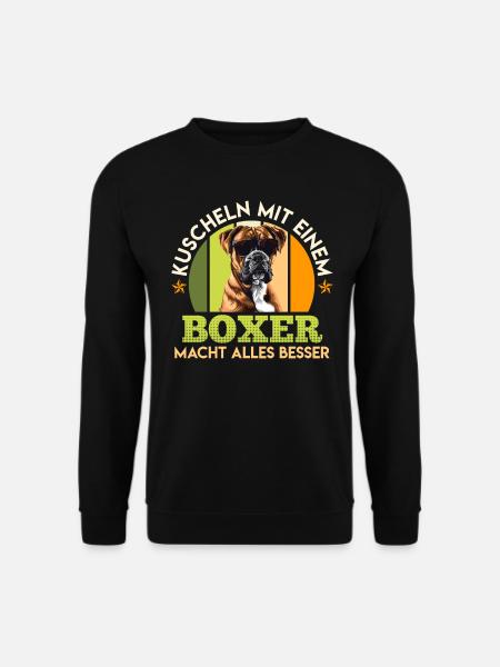 Deutscher Boxer KUSCHELN MIT BOXER MACHT BESSER - Unisex Pullover - Schwarz