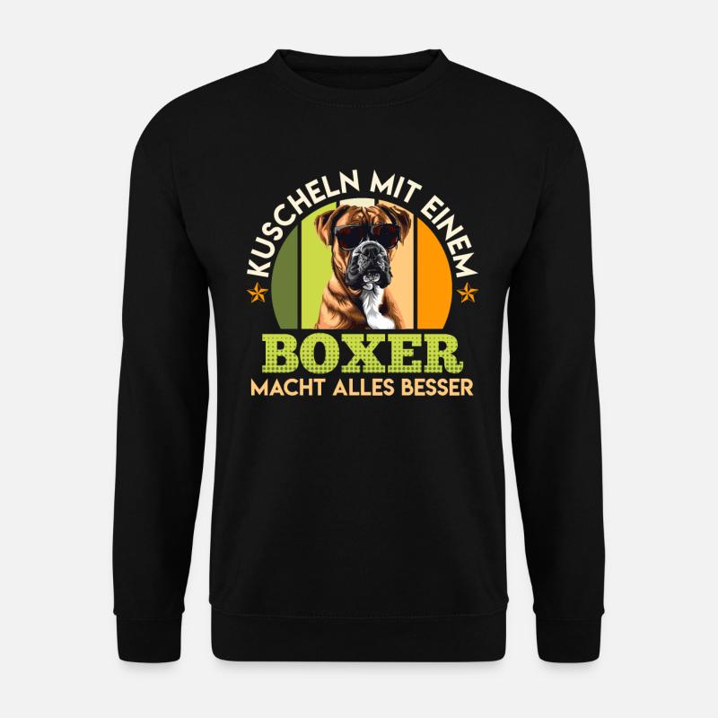 Deutscher Boxer KUSCHELN MIT BOXER MACHT BESSER - Unisex Pullover - Schwarz