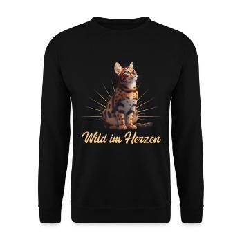 Chats du Bengale SAUVAGE DANS LE CŒUR Chats du Bengale - Sweat-shirt Unisexe - noir - Devant - Alina (178cm) & Michal (187cm)
