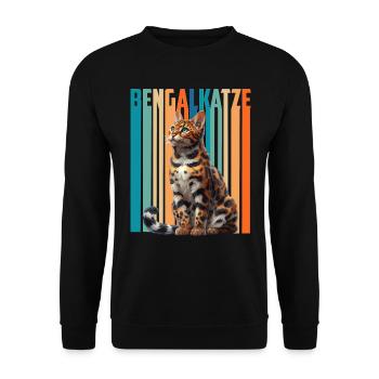 BENGAL CAT Vintage Bengal Cat Owner - Unisex Sweatshirt - black - Front - Alina (178cm) & Michal (187cm)
