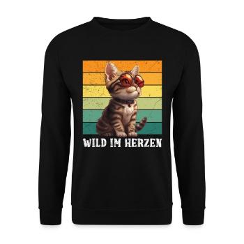 Chats du Bengale SAUVAGE DANS LE CŒUR Chats du Bengale - Sweat-shirt Unisexe - noir - Devant - Alina (178cm) & Michal (187cm)