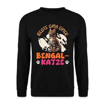 Katzenoma BESTE OMA EINER BENGAL KATZE Besitzerin - Unisex Pullover - Schwarz - Vorne - Alina (178cm) & Michal (187cm)