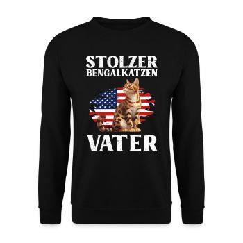 Katzenpapa STOLZER BENGALKATZEN VATER USA - Unisex Pullover - Schwarz - Vorne - Alina (178cm) & Michal (187cm)
