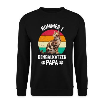 Bengalkatzen NUMMER 1 BENGALKATZEN PAPA - Unisex Pullover - Schwarz - Vorne - Alina (178cm) & Michal (187cm)