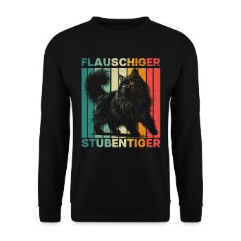 Persian Cats FLUFFY HOUSE TIGER Funny - Unisex Sweatshirt - black - Front - Alina (178cm) & Michal (187cm)