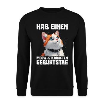 Turkish Van HAVE A MEOW-STARRY BIRTHDAY - Unisex Sweatshirt - black - Front - Alina (178cm) & Michal (187cm)