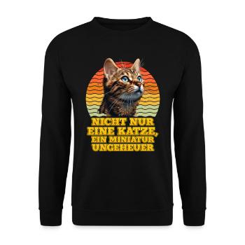 Bengalkatze NICHT NUR EINE KATZE MINIATUR - Unisex Pullover - Schwarz - Vorne - Alina (178cm) & Michal (187cm)