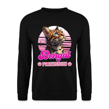 Katzenbesitzerin BENGAL PRINZESSIN Vintage - Unisex Pullover - Schwarz - Vorne - Alina (178cm) & Michal (187cm)