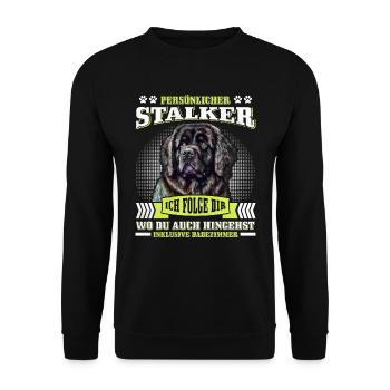 Newfie PERSONAL STALKER Funny Newfoundland - Unisex Sweatshirt - black - Front - Alina (178cm) & Michal (187cm)